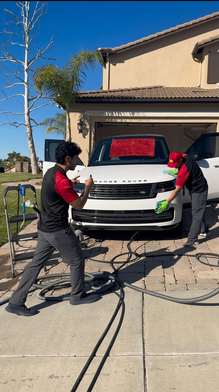 EZGO team detailing Range Rover
